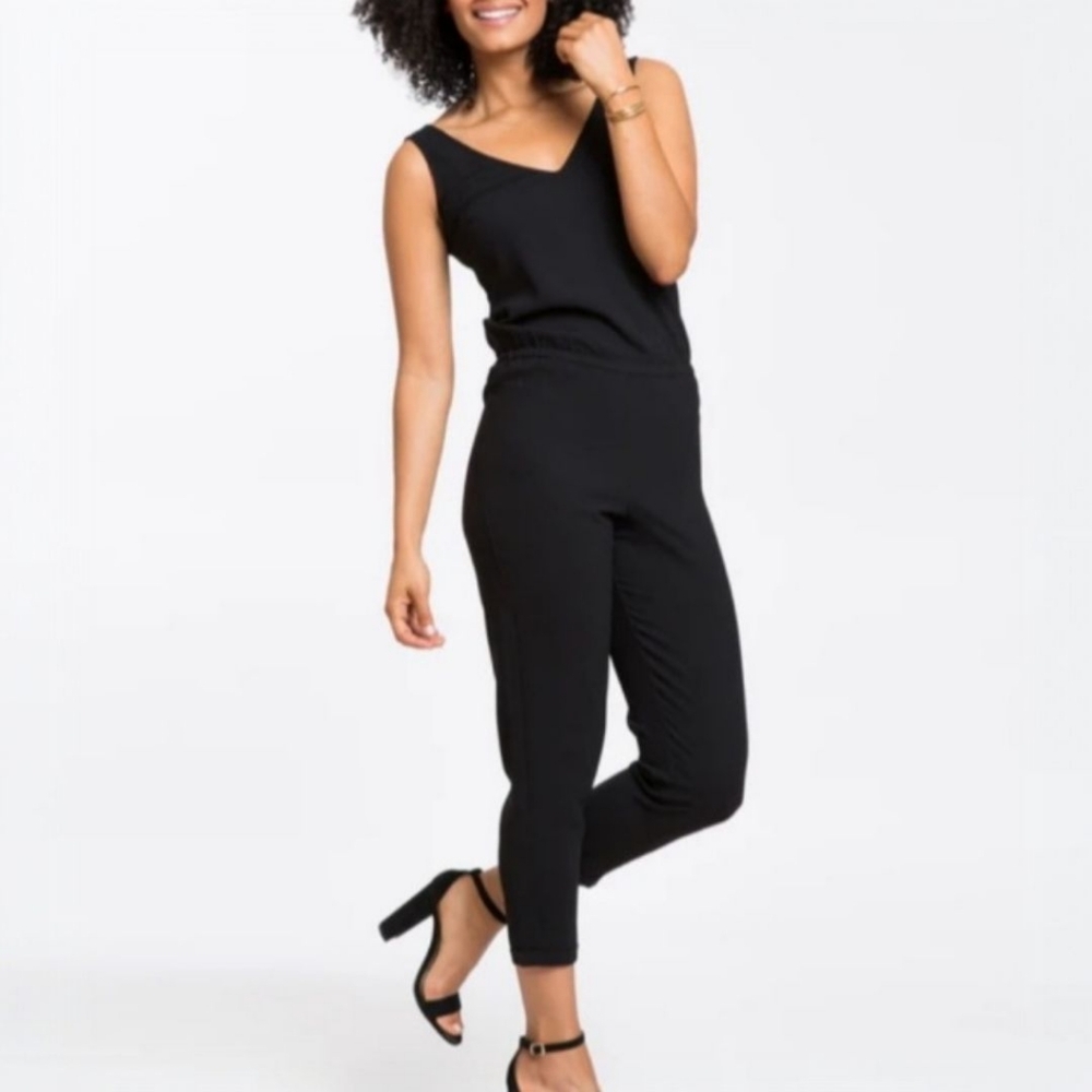 Marine Layer Black Alexa Crepe Jumpsuit S